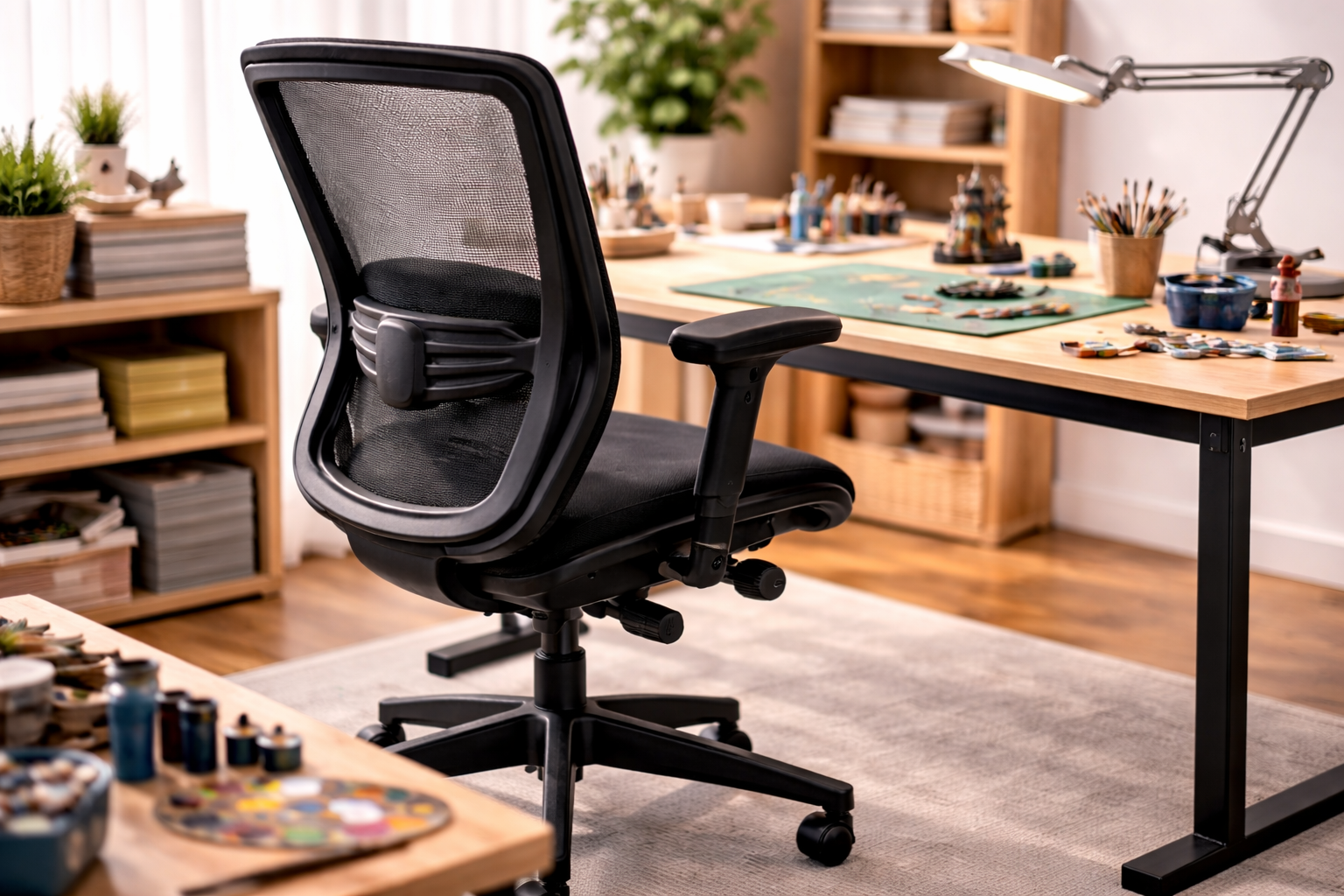 Ergonomisk kontorstol: Komfort der holder til lange hobbyprojekter